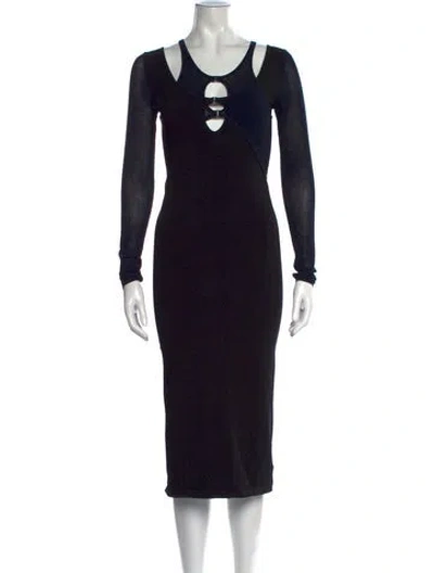 Pre-owned Dion Lee Asymmetrical Midi Length Dress In Black