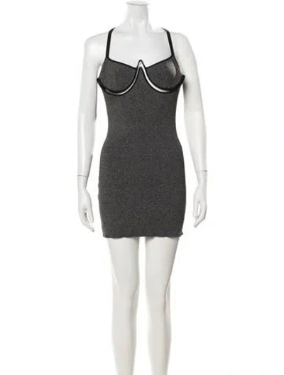 Pre-owned Dion Lee Asymmetrical Mini Dress W/ Tags In Gray