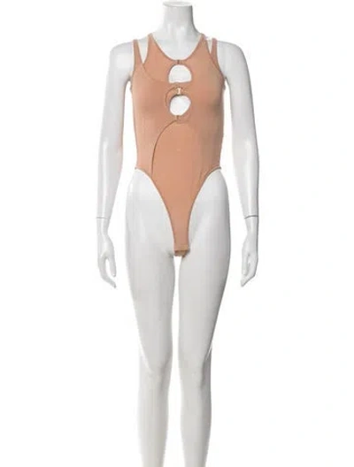 Pre-owned Dion Lee Asymmetrical Sleeveless Bodysuit In Neutral