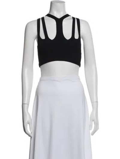 Pre-owned Dion Lee Asymmetrical Sleeveless Crop Top In Black