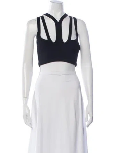 Pre-owned Dion Lee Asymmetrical Sleeveless Crop Top In Black