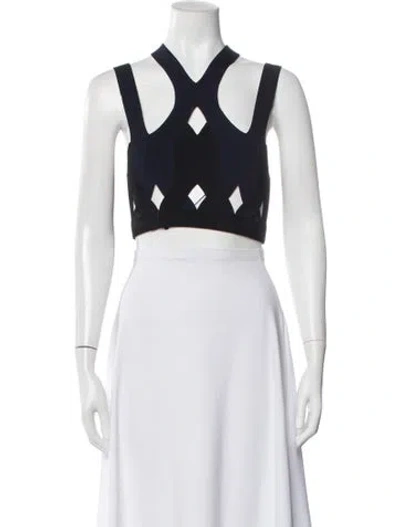 Pre-owned Dion Lee Asymmetrical Sleeveless Crop Top In Black