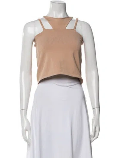 Pre-owned Dion Lee Asymmetrical Sleeveless Crop Top In Brown