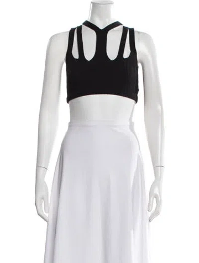 Pre-owned Dion Lee Asymmetrical Sleeveless Crop Top W/ Tags In Black