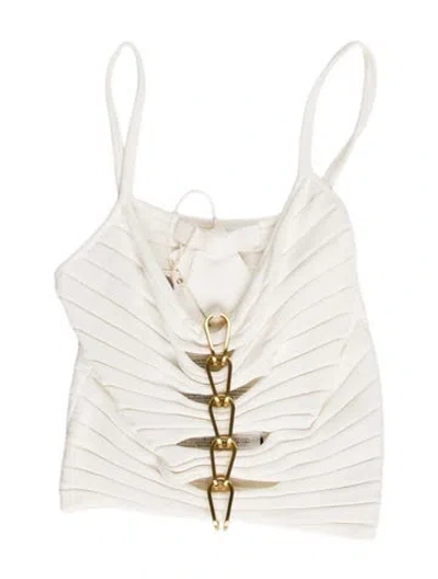 Pre-owned Dion Lee Asymmetrical Sleeveless Crop Top W/ Tags In White