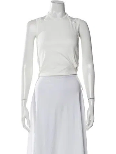 Pre-owned Dion Lee Asymmetrical Sleeveless Crop Top In White