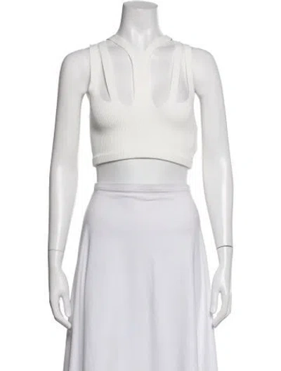 Pre-owned Dion Lee Asymmetrical Sleeveless Crop Top In White
