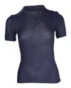 Dion Lee Basket-weave Polo Shirt In Navy Blue Viscose In Blue