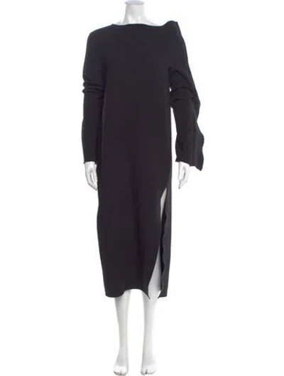 Pre-owned Dion Lee Bateau Neckline Long Dress In Black