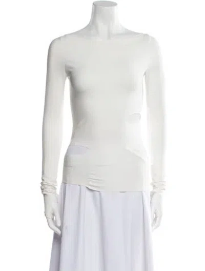 Pre-owned Dion Lee Bateau Neckline Long Sleeve Top In Neutral