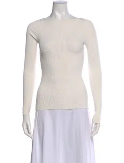 Pre-owned Dion Lee Bateau Neckline Long Sleeve Top In White