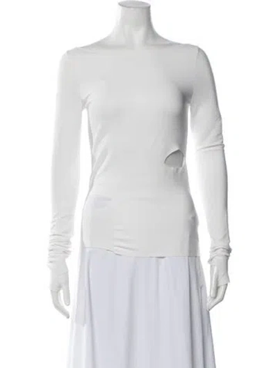 Pre-owned Dion Lee Bateau Neckline Long Sleeve Top In White
