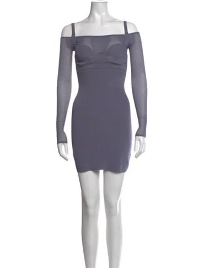 Pre-owned Dion Lee Bateau Neckline Mini Dress In Blue