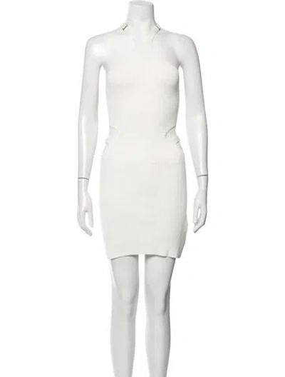 Pre-owned Dion Lee Bateau Neckline Mini Dress In White