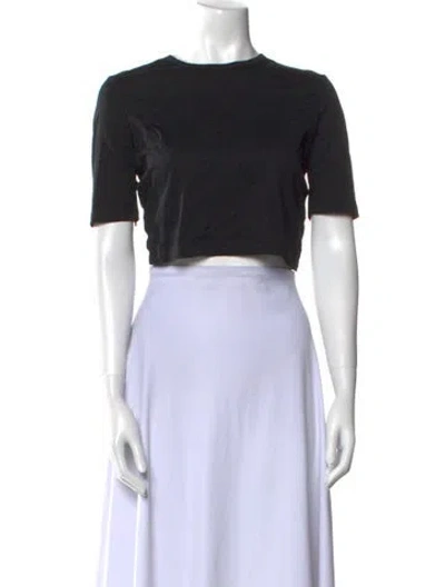 Pre-owned Dion Lee Bateau Neckline Short Sleeve Crop Top In Black