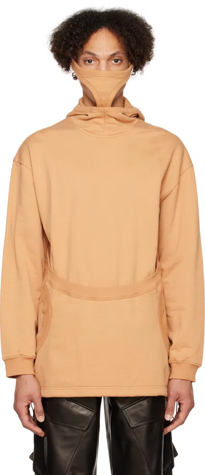 Dion Lee Beige Interlock Mask Hoodie In Camel