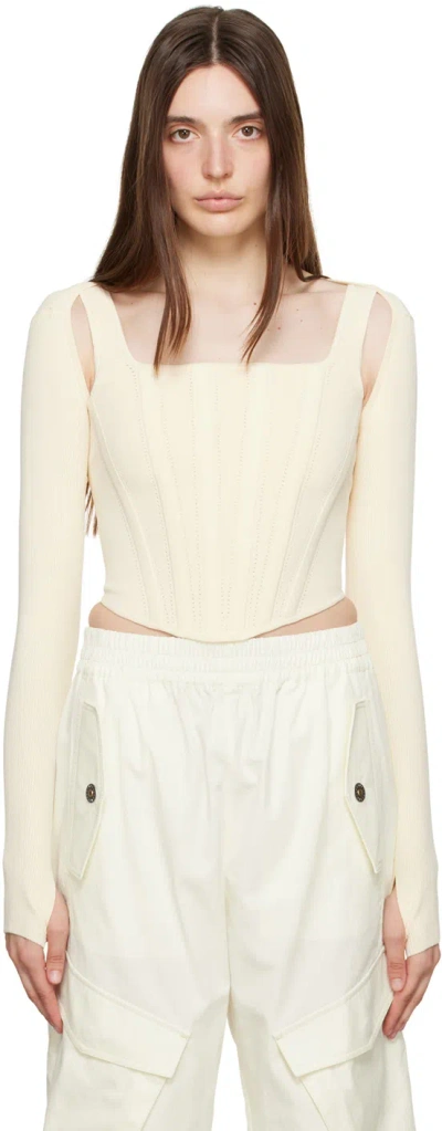 Dion Lee Beige Pointelle Tank Top In Bone