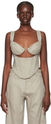 Dion Lee Beige Zip Underwire Tank Top In Alloy