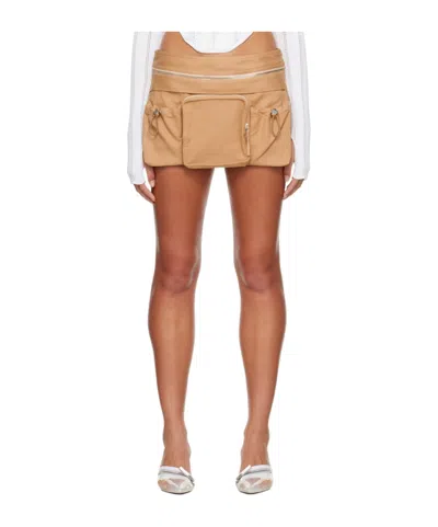 Dion Lee Belted-waist Mini Skirt In Brown