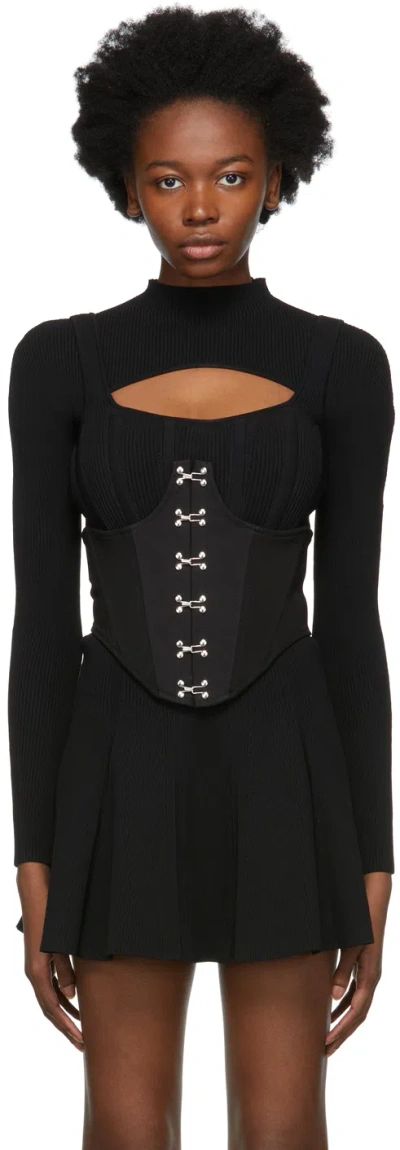 Dion Lee Black Bonded Cotton Under Corset
