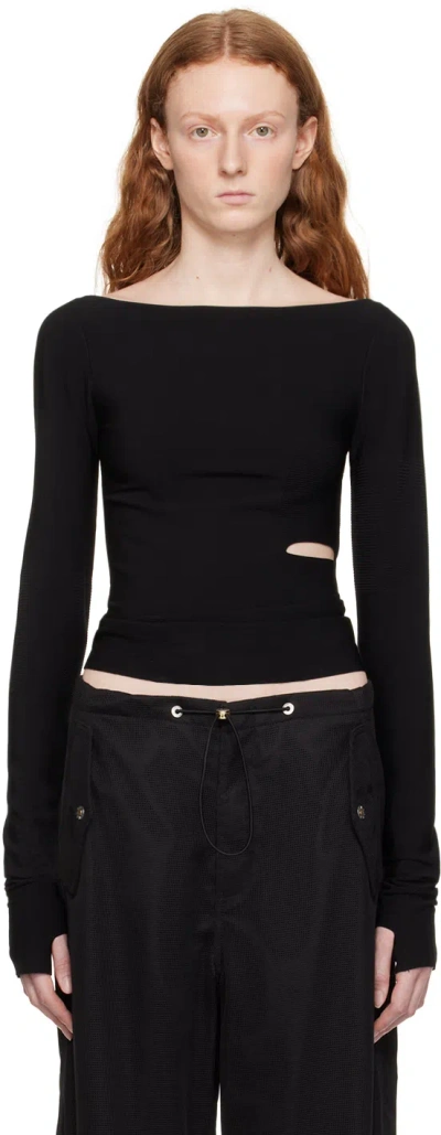 Dion Lee Black Cinched Slit Long Sleeve T-shirt