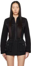 Dion Lee Black Corset Denim Jacket In Black