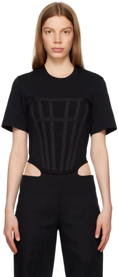 DION LEE BLACK CORSET T-SHIRT