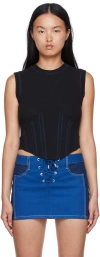 Dion Lee Black Cotton Tank Top In Black