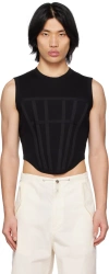 Dion Lee Black Curved Hem Tank Top In Black