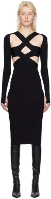 Dion Lee Black Harness Bra Midi Dress In Black/black