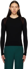 Dion Lee Black Harness Long Sleeve T-shirt In Black/umber