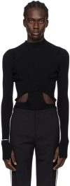 Dion Lee Black Interlink Skivvy Turtleneck In Black