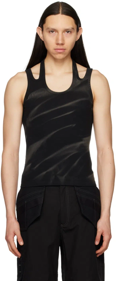 Dion Lee Black Interlink Tank Top In Washed Black