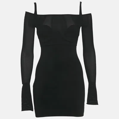 Dion Lee Black Jersey & Mesh Corset Detail Mini Dress