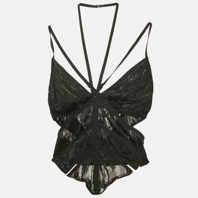 Pre-owned Dion Lee Black Lace Cut-out Sheer Corset Top S