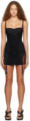 Dion Lee Black Lace-up Minidress In Black