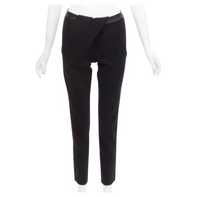 Pre-owned Dion Lee Black Leather Waistband Wrap Detail Cropped Pants Trousers Uk6 Xs