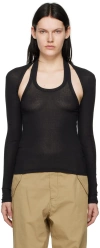 Dion Lee Black Modular Long Sleeve T-shirt In Black