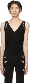 Dion Lee Black Net Distressed Tank Top In Black