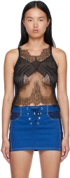 Dion Lee Chantilly Mesh Tank Top In Black