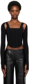 Dion Lee Black Pointelle Corset & Cardigan In Black