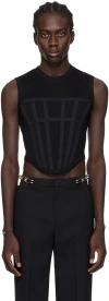 Dion Lee Black Rib Corset Tank Top In Black