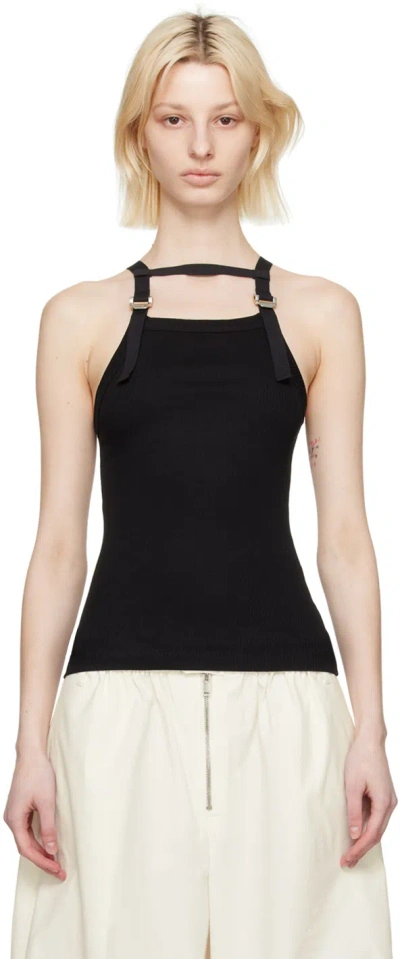 Dion Lee "safety Slider" Ribbed Tank Top In Black