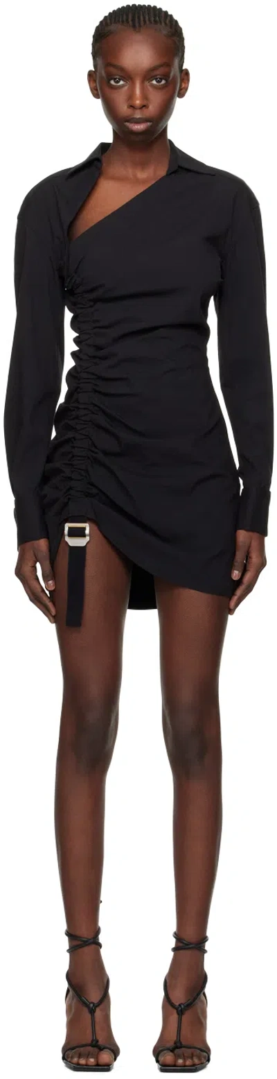 Dion Lee Black Safety Slider Gathered Minidress
