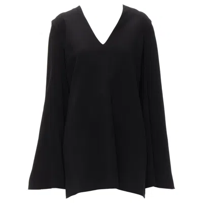 Pre-owned Dion Lee Black Satin Cape Sleeve Minimal V Neck Boxy Short Dress Aus10 M