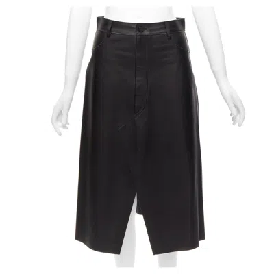 Pre-owned Dion Lee Black Sheep Leather Back Yoke Front Slit A-line Skirt Uk6 Xs