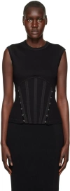 Dion Lee Black Split Hem Tank Top In Black