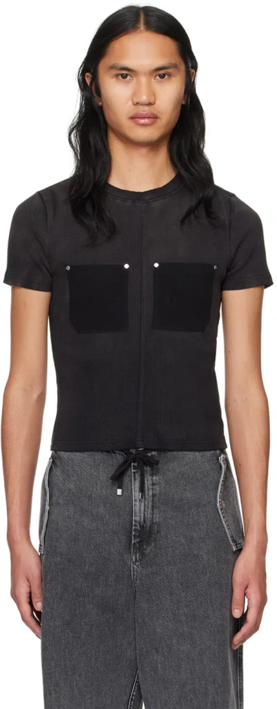 Dion Lee Black Sprayed Shrunken Rivet T-shirt In Washed Black