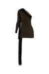 Dion Lee Black Viscose Blend One-shoulder Dress In Blacksandstone