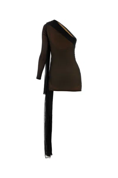 Dion Lee Black Viscose Blend One-shoulder Dress In Blacksandstone